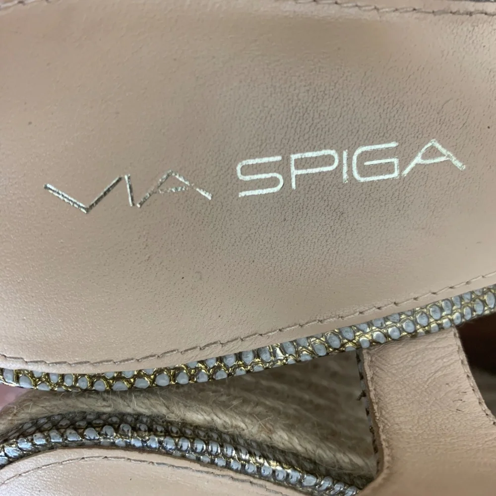 Via Spiga Gold Metallic Leather Espadrille Sandals‎